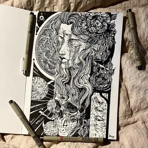 临摹黑白线条装饰画