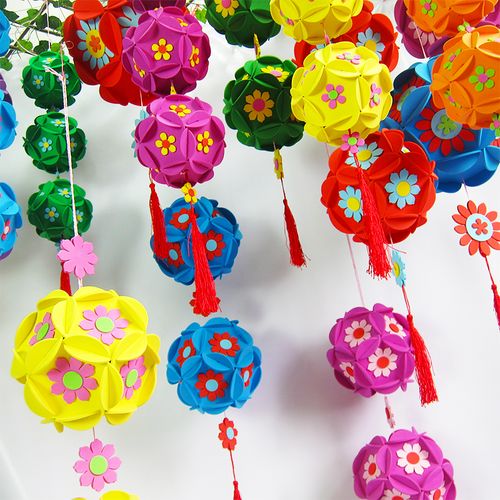 幼儿园教室走廊环境布置花绣球创意挂饰吊饰diy手工制作泡沫装饰