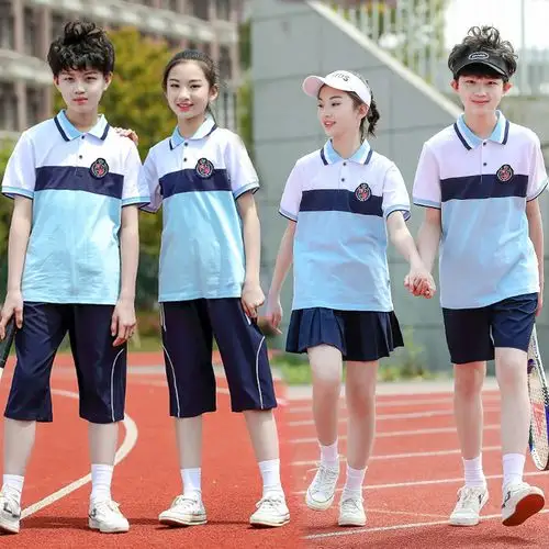 中小学生校服夏装纯棉短袖长裤套装夏季毕业班初中生校服