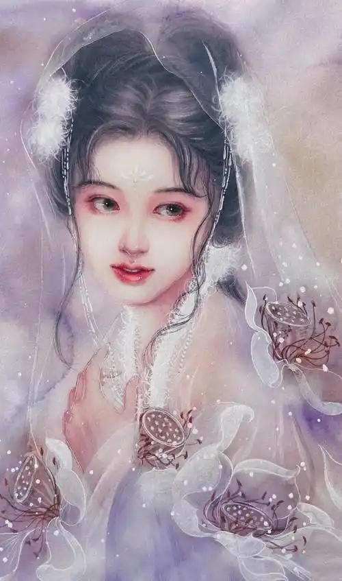 超写实水彩画古风人物水彩古风画唯美人物