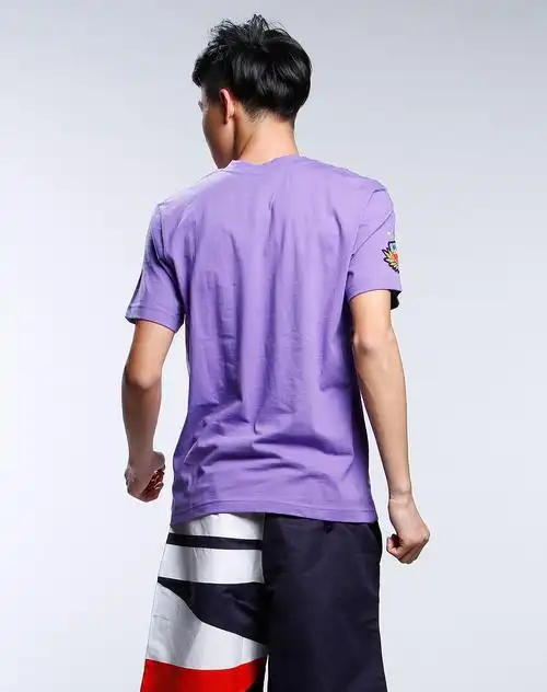 彪马puma青紫色底彩条v领短袖t恤55538401_唯品会