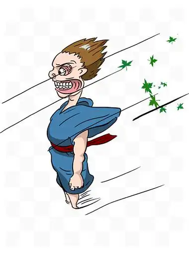 187刮大风夸张的面部表情大风吹卡通矢量18110可爱树叶绿色树叶风吹