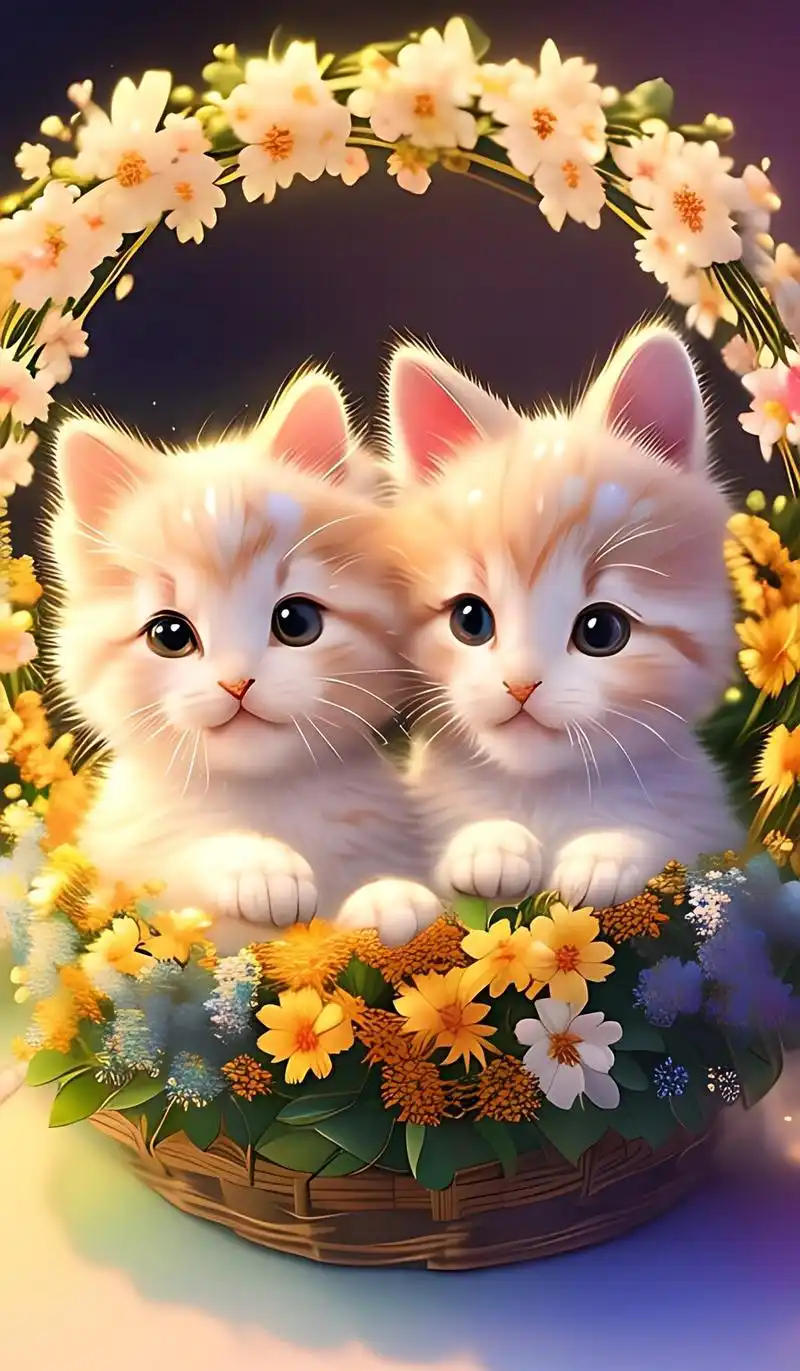 两只相依相偎的小猫咪