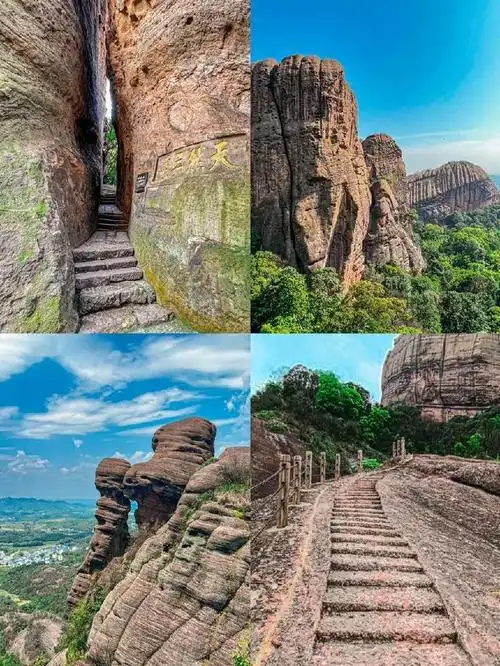 登上一段台阶,我们就到了一线天,这是由龟峰,卧牛两座陡峭的山峰并立