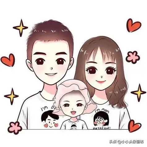 你的头像该换了一家三口亲子头像真人照片变卡通头像