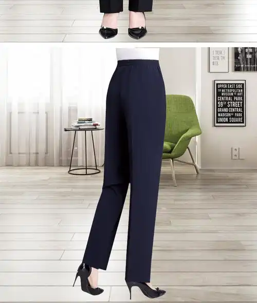 岁妈妈穿的夏天的裤子中老年冰丝薄宽松老太太直筒裤长裤中年女裤夏装