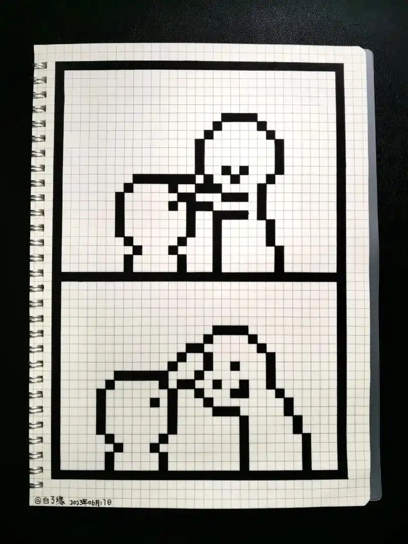 像素画  摸摸头 临摹非原创9499宥苇手绘-像素画 b5网 - 抖音