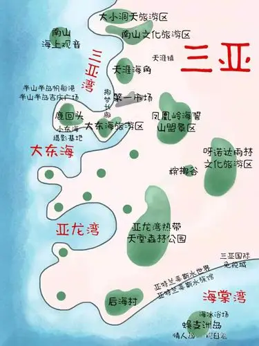 首次三亚旅游必看,手绘路线图助你畅游三亚