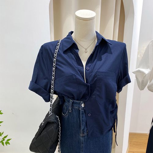 藏蓝色衬衫女