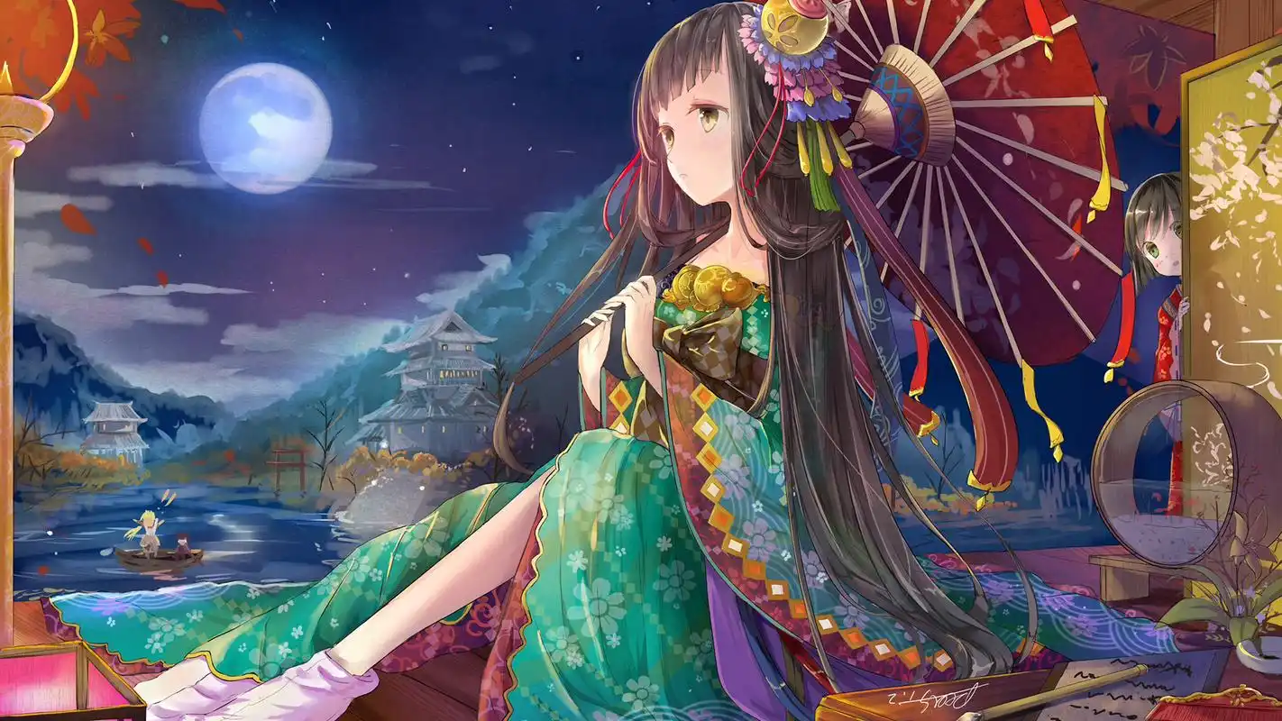 小清新动漫美女插画桌面壁纸