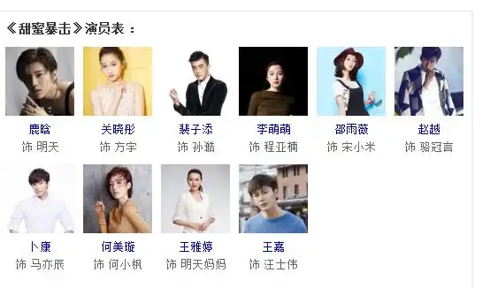 再给大家来一个《甜蜜暴击》演员表