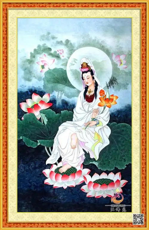 莲花白衣观音z35菩萨佛像魔方方圆钻石纯棉十字绣套件