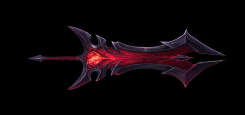 而旧版剑魔的剑更像一个脊椎的三刃剑!