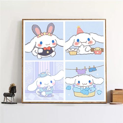 府上有福四宫格玉桂狗diy数字 手绘填充涂色丙烯油彩画 320204 玉桂狗