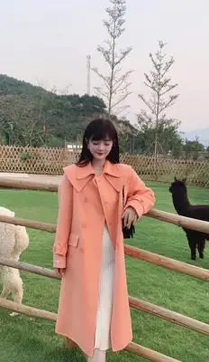 橘粉色双面羊绒大衣女中长款2021年新款高端休闲小个子羊毛呢外套