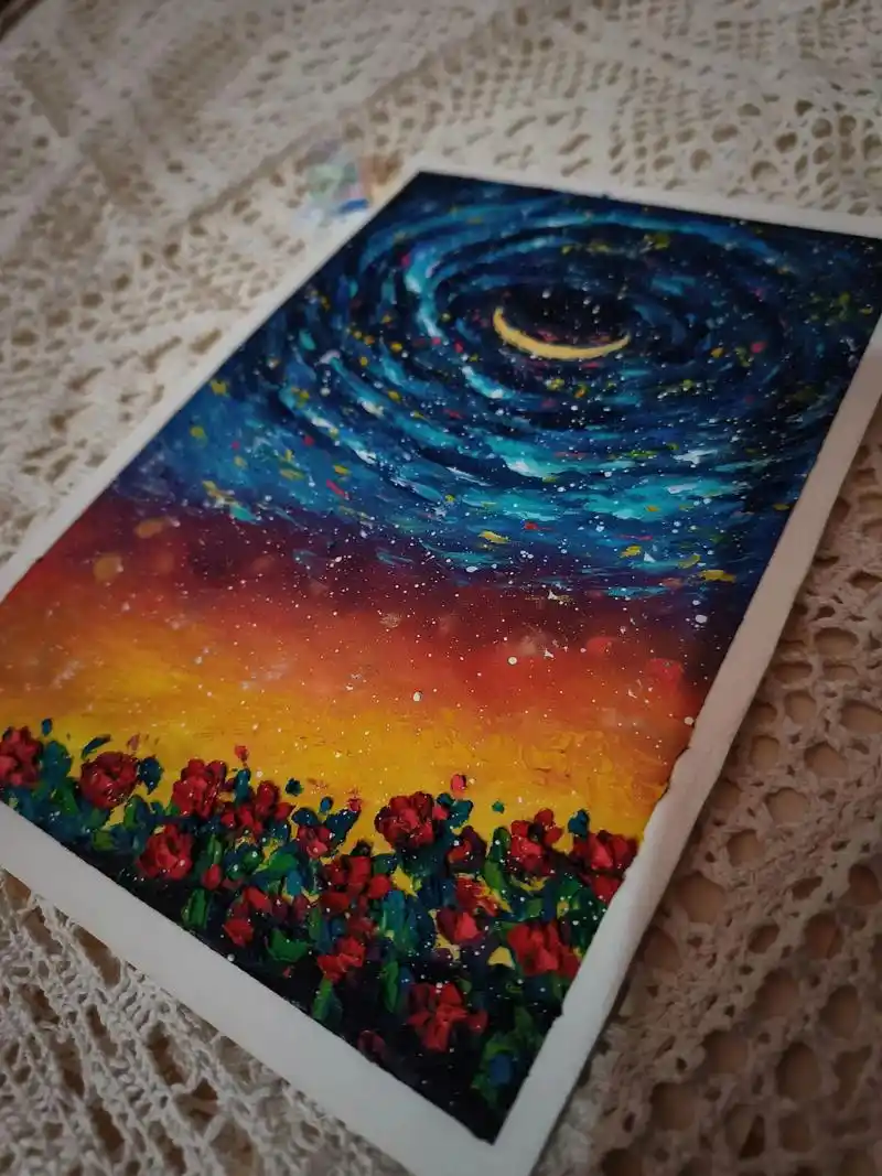 油画棒星空简易步骤.#图文伙伴计划 #油画棒 #油画棒风景画 - 抖音