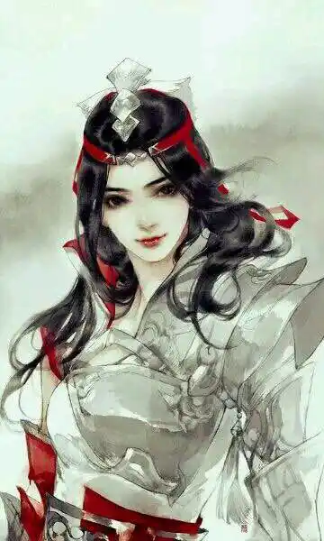 戎装女子古风手绘骑马