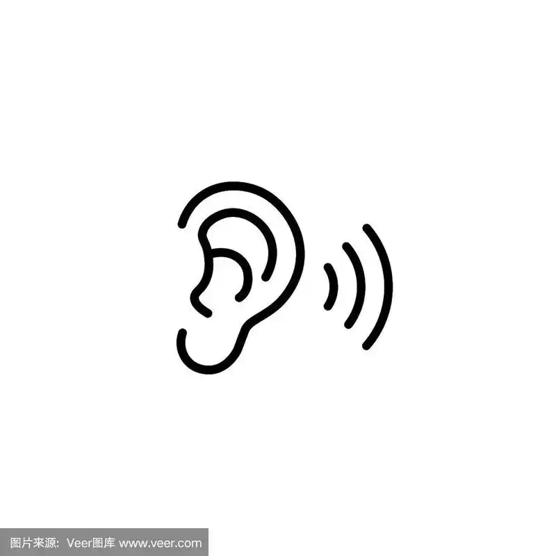 耳朵图标.听力的象征.矢量在孤立的白色背景.每股收益10.