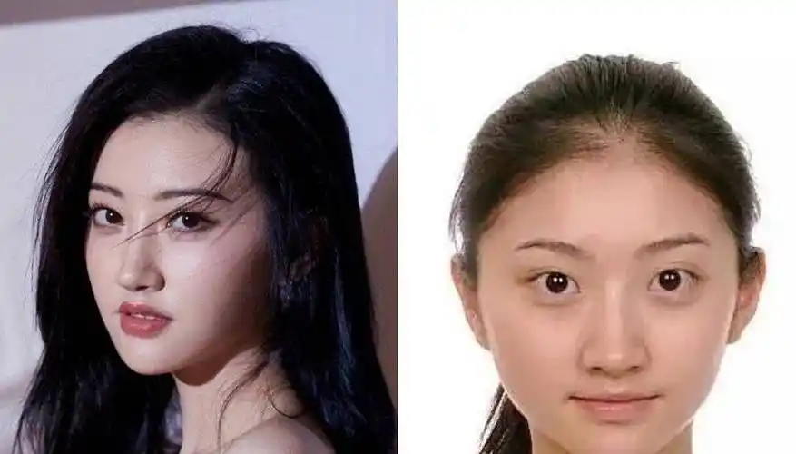 不过五官比例还是很好看的,额头处的发际线有点小奇怪~刘诗诗的证件照