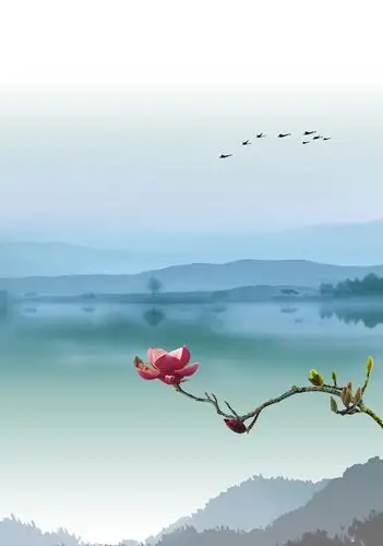 山水风景画psd分层素材