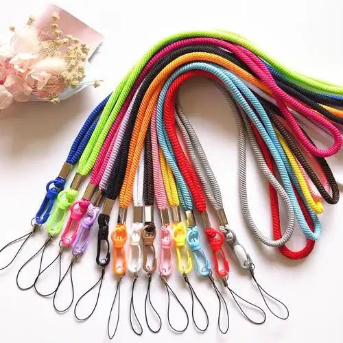 纯色编织手机挂绳长绳挂脖带圆款棉绳展会证件卡挂带 可定制长度