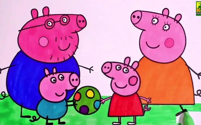 【简笔水彩画】教你画小猪佩奇一家然后上色~超级简单的简笔画,一看