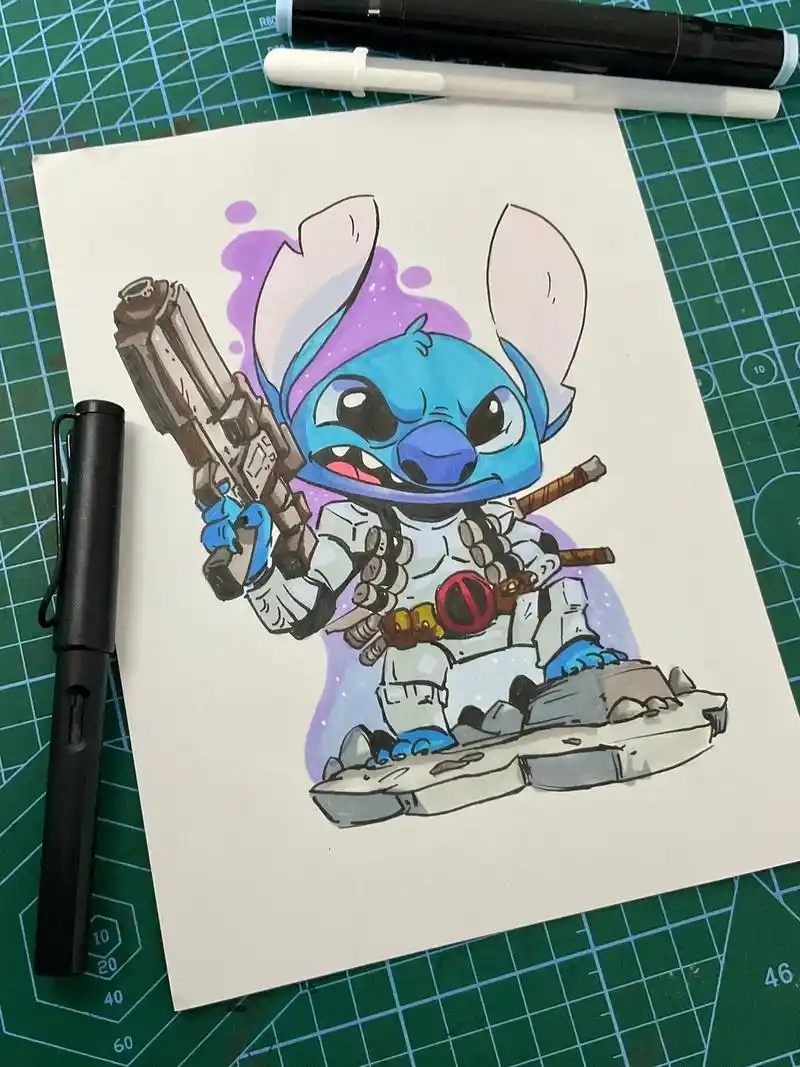 史迪仔马克笔儿童卡通动漫画