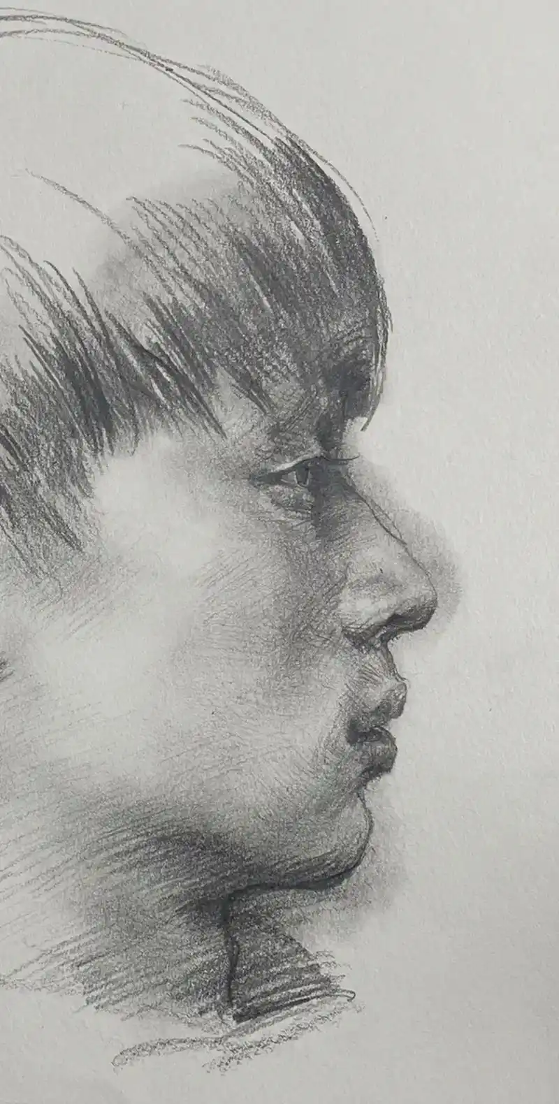 #素描 男子侧面 - 抖音
