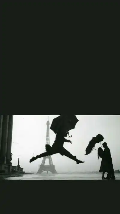 【黑白壁纸】欧美,雨天,伞,巴黎.