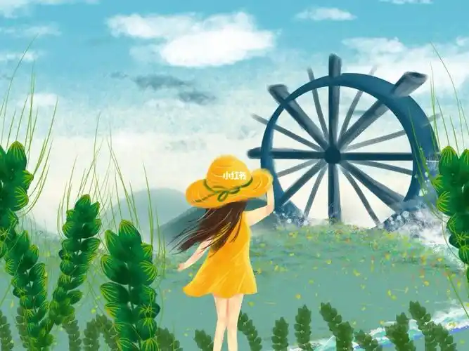 等待希望之光微风少女卡通背景视频