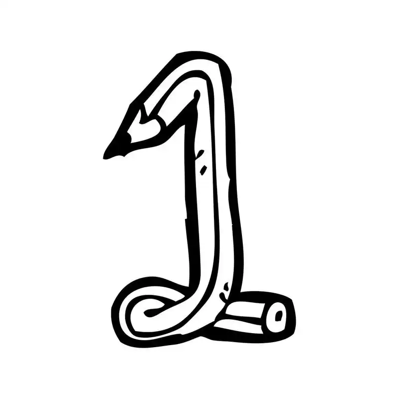 铅笔卡通数字 1,矢量,白色背景的第 1 号铅笔卡通