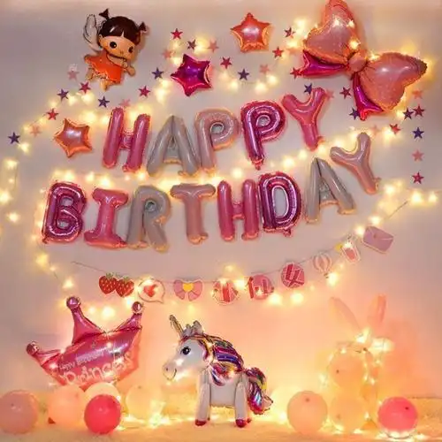 可爱佩猪奇彩色套餐 男宝过生日气球装饰女宝场景布置女童背景墙女孩