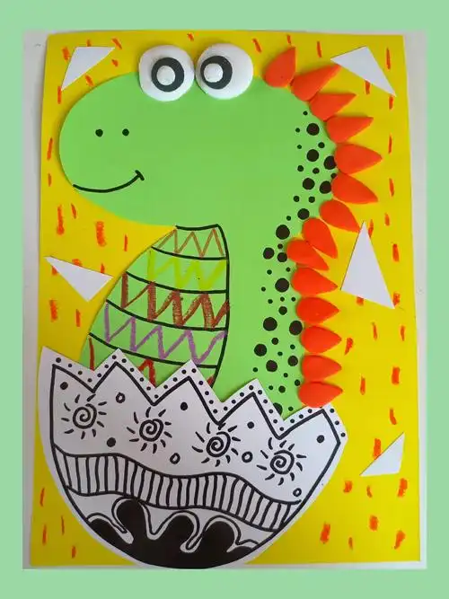 5-6岁创意美术《恐龙宝宝》#幼儿园 #儿童画#少儿创意美术 - 抖音