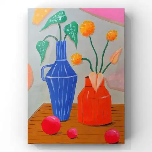 少儿创意美术儿童画色彩丙烯颜料画花