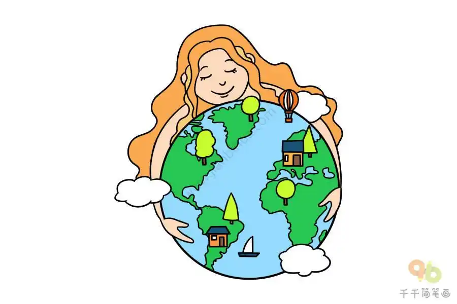 爱护地球妈妈简笔画喜欢的快来试试吧