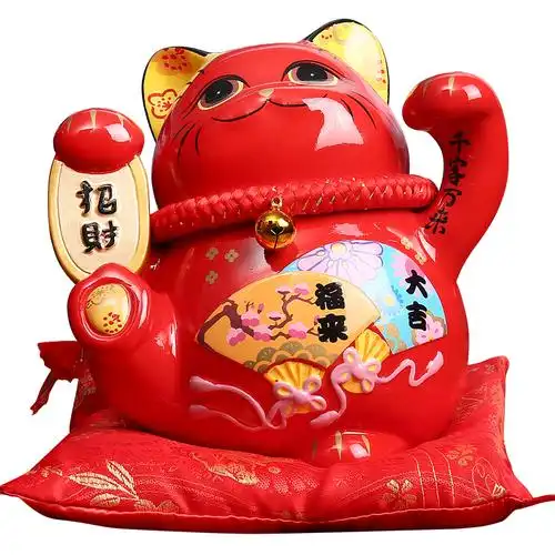 金石工坊红色福来招财猫招财进宝风水乔迁开业储存罐摆件招财猫