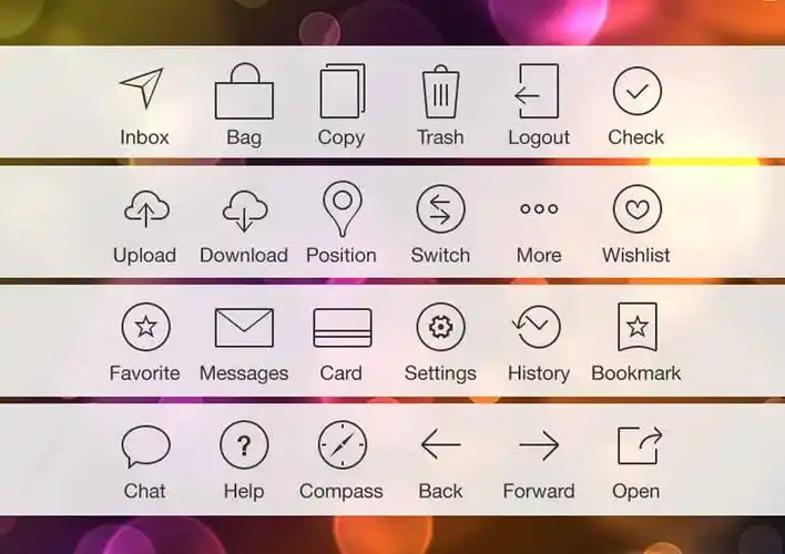 黑色线性的手机功能图标素材psd下载