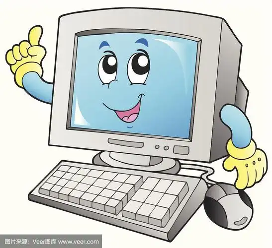 卡通微笑台式电脑