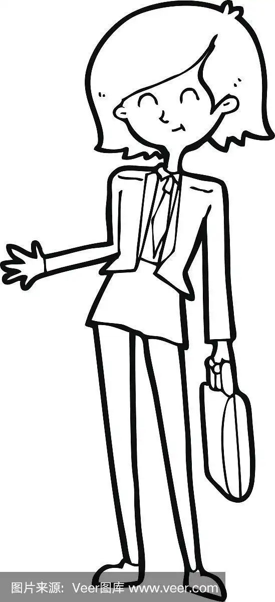 画线的卡通女商人