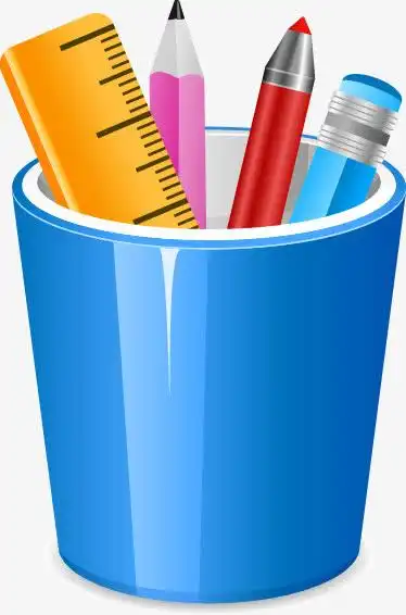 蓝色笔筒学习用品图案