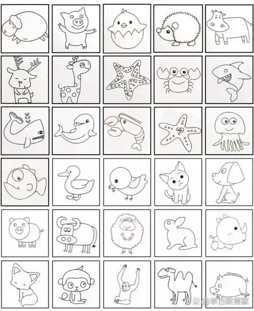 100个小动物简笔画合集09 儿童画