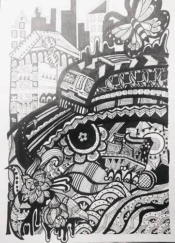 艺苑画室初中线上课程——黑白设计画