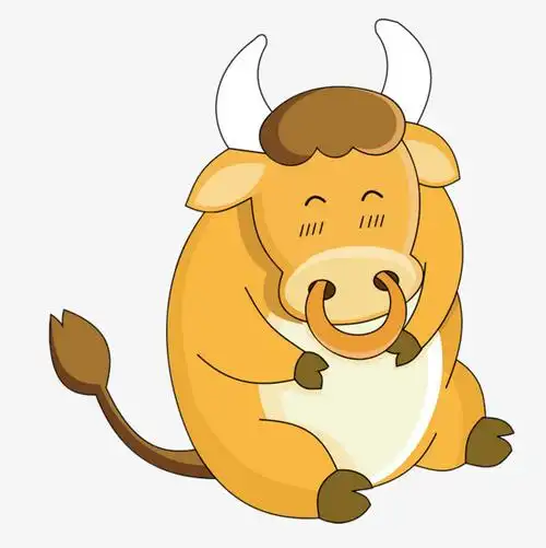 卡通手绘动物搞怪可爱小黄牛玩耍