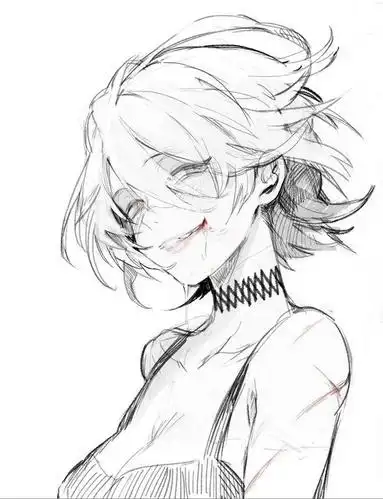 昨天临摹的一个病娇小姐姐,原图的凌乱的潇洒让我画成一头乱毛,好好的