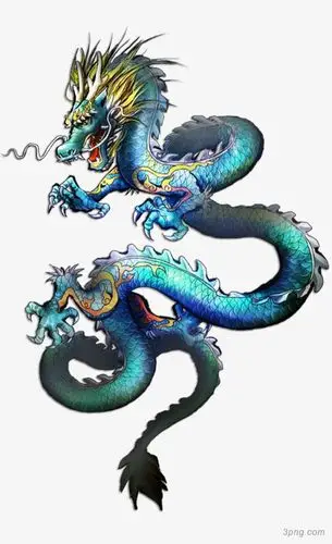 蓝色飞龙png素材透明免抠图片动植人物