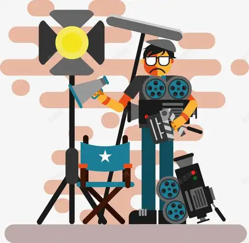 com 卡通 场务 场记板 导演 打光 拍戏 拍摄现场 摄像机 片场