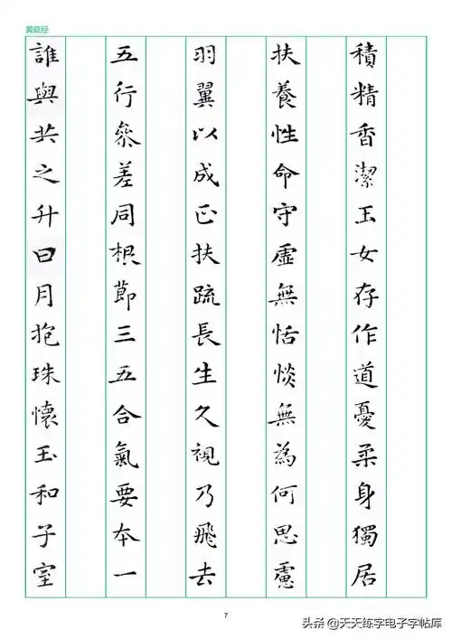 硬笔临古系列——《黄庭经》竖排