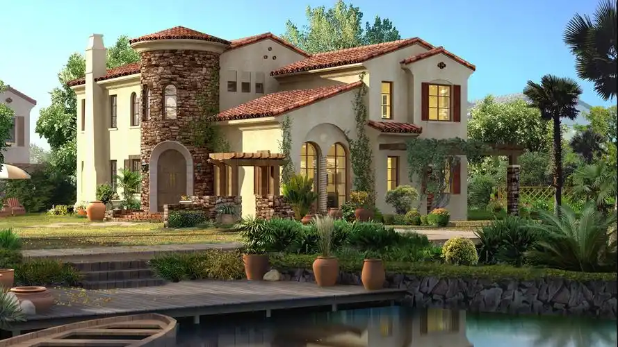 虚拟园林建筑效果唯美高清桌面壁纸