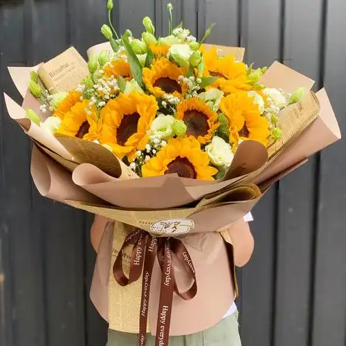 西安鲜花花店同城速递向日葵礼盒花束送女友长辈生日祝福表白花束