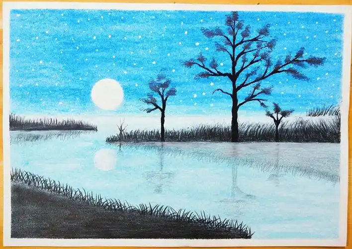 一组关于油画棒的风景画